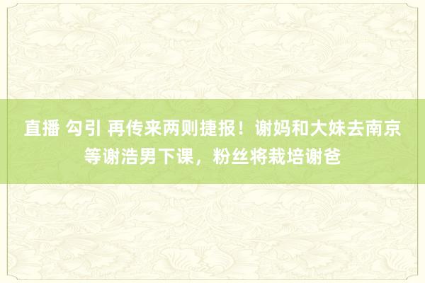 直播 勾引 再传来两则捷报！谢妈和大妹去南京等谢浩男下课，粉丝将栽培谢爸