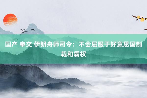国产 拳交 伊朗舟师司令：不会屈服于好意思国制裁和霸权