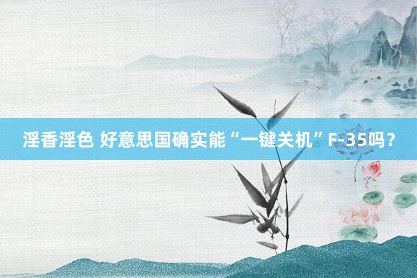 淫香淫色 好意思国确实能“一键关机”F-35吗？