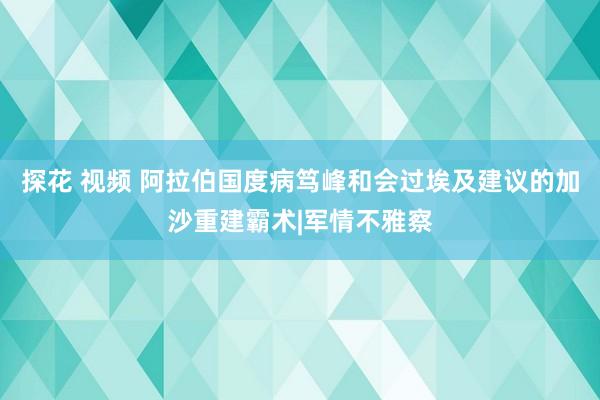 探花 视频 阿拉伯国度病笃峰和会过埃及建议的加沙重建霸术|军情不雅察